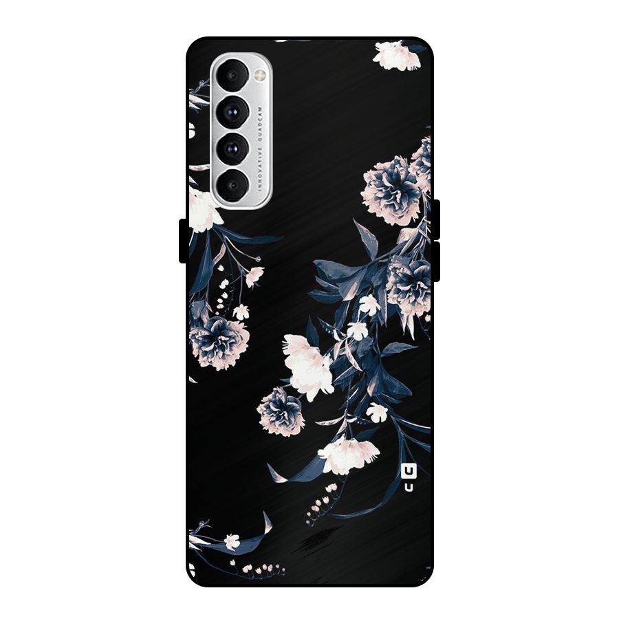 White Flora Metal Back Case for Oppo Reno4 Pro