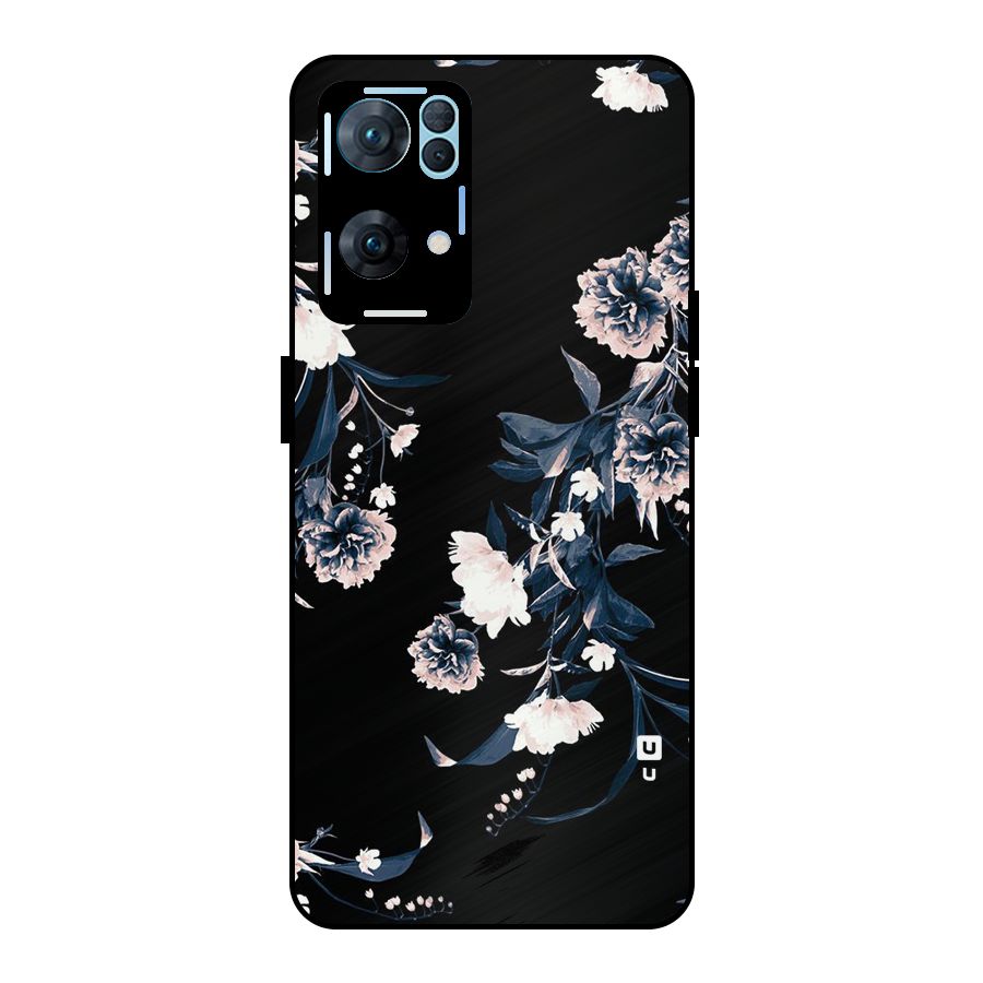 White Flora Metal Back Case for Oppo Reno7 Pro 5G