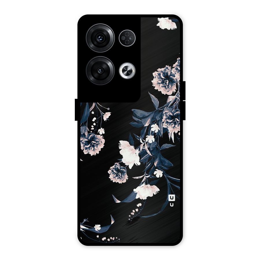 White Flora Metal Back Case for Oppo Reno8 Pro 5G