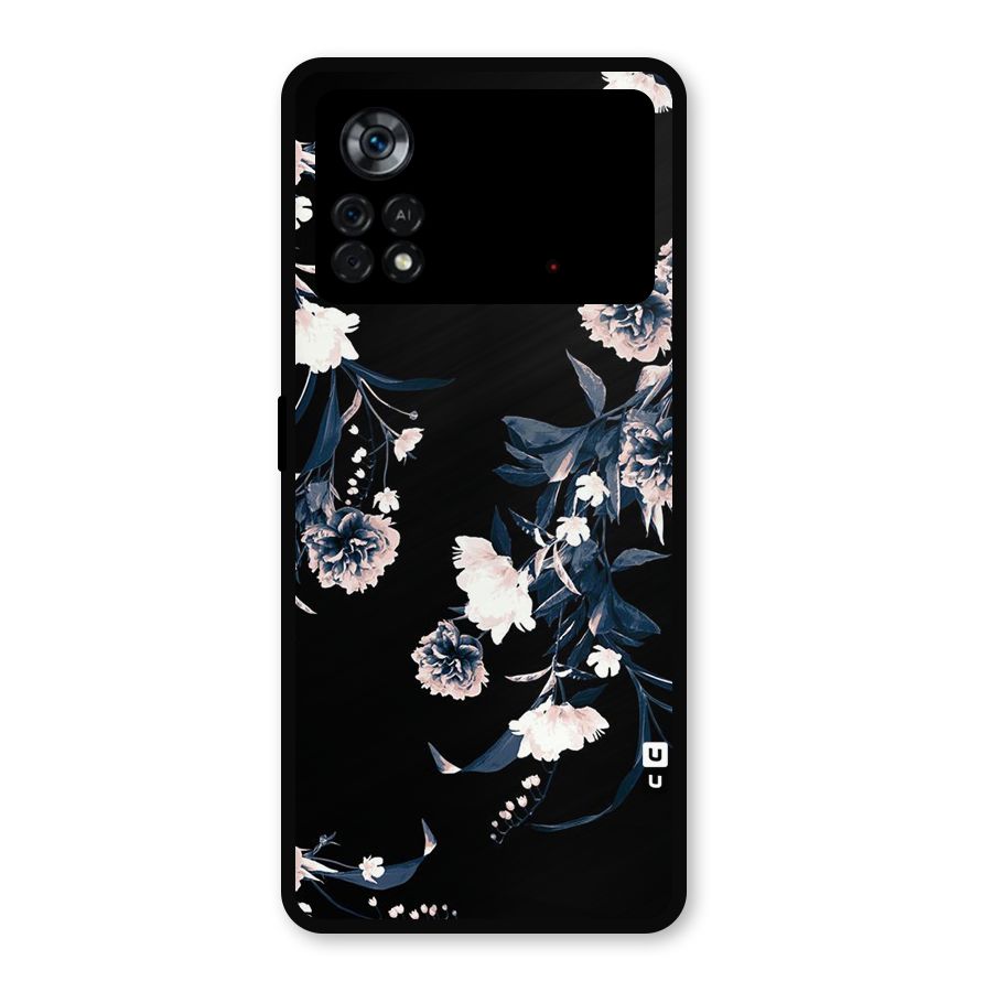 White Flora Metal Back Case for Poco X4 Pro 5G