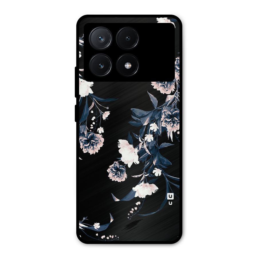 White Flora Metal Back Case for Poco X6 Pro