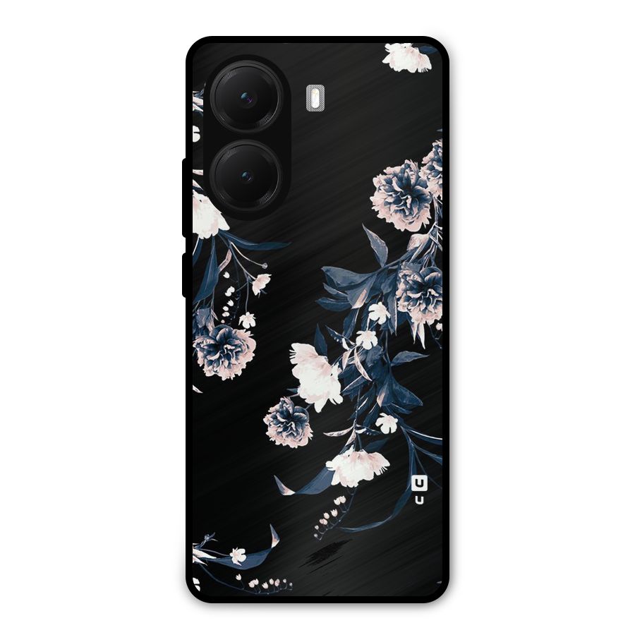 White Flora Metal Back Case for Poco X7 Pro