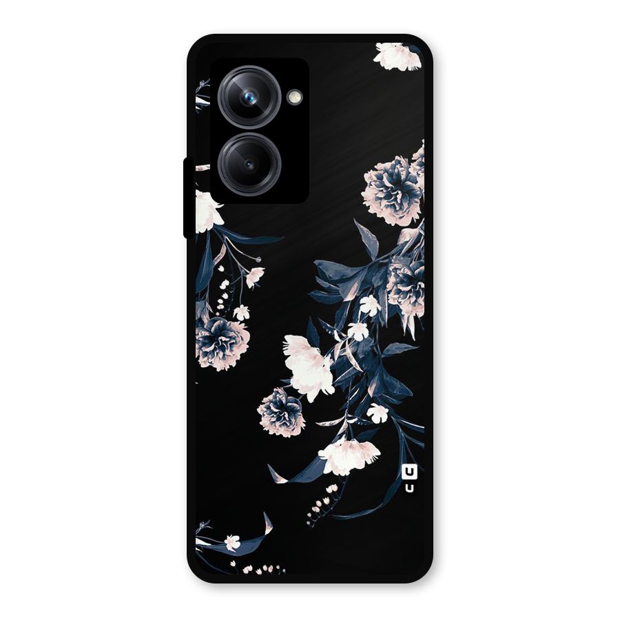 White Flora Metal Back Case for Realme 10 Pro
