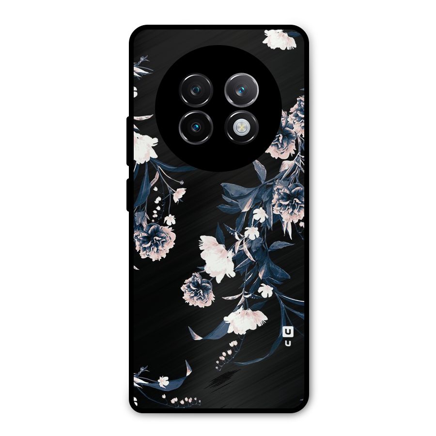 White Flora Metal Back Case for Realme 13 Plus