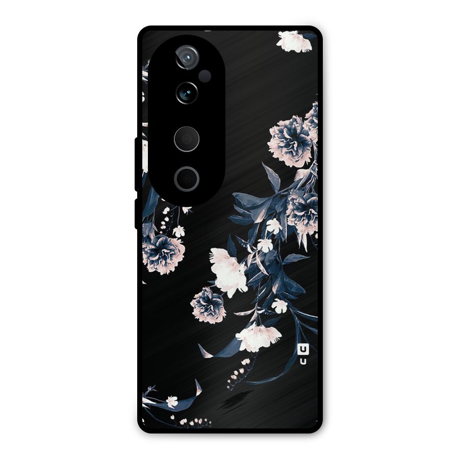 White Flora Metal Back Case for Vivo T3 Ultra