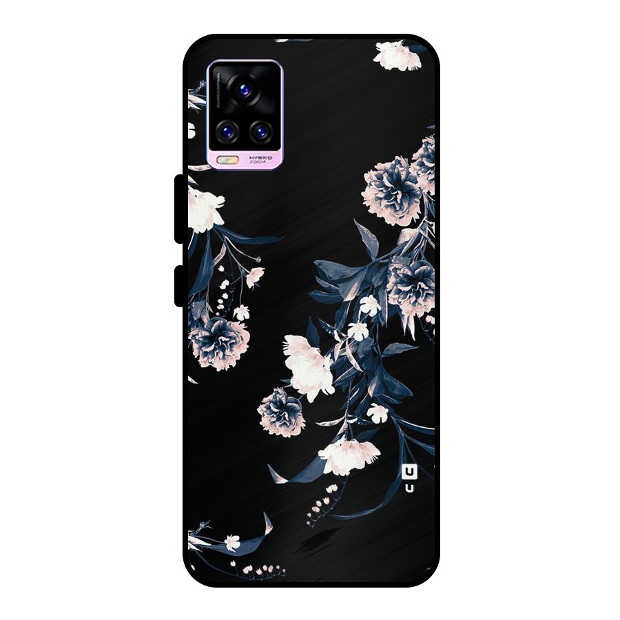 White Flora Metal Back Case for Vivo V20 Pro