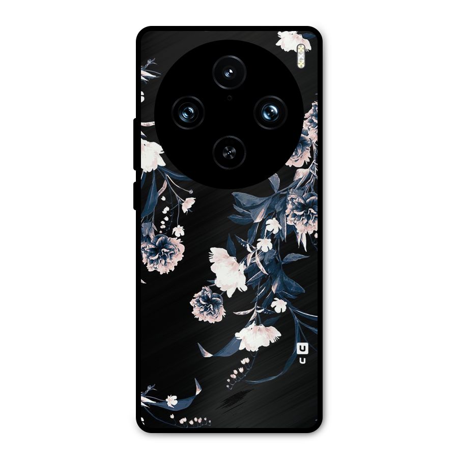 White Flora Metal Back Case for Vivo X100 Pro