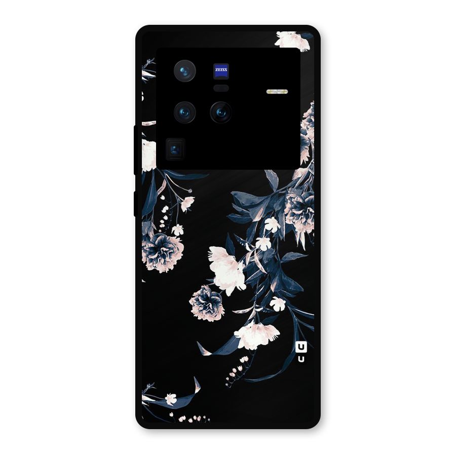 White Flora Metal Back Case for Vivo X80 Pro