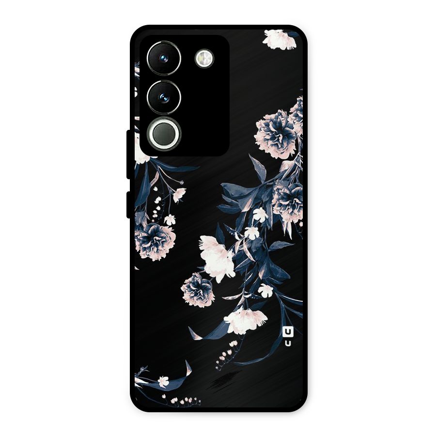White Flora Metal Back Case for Vivo Y200