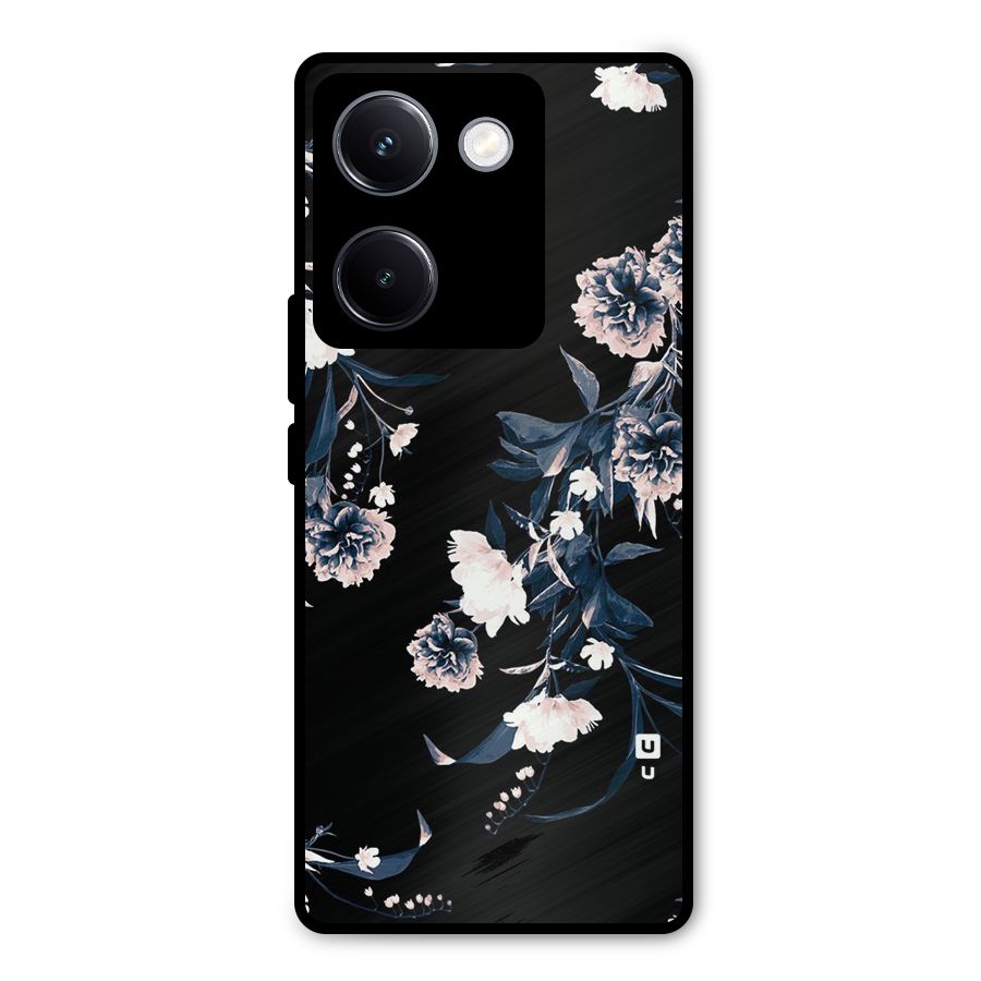 White Flora Metal Back Case for Vivo Y300 Plus