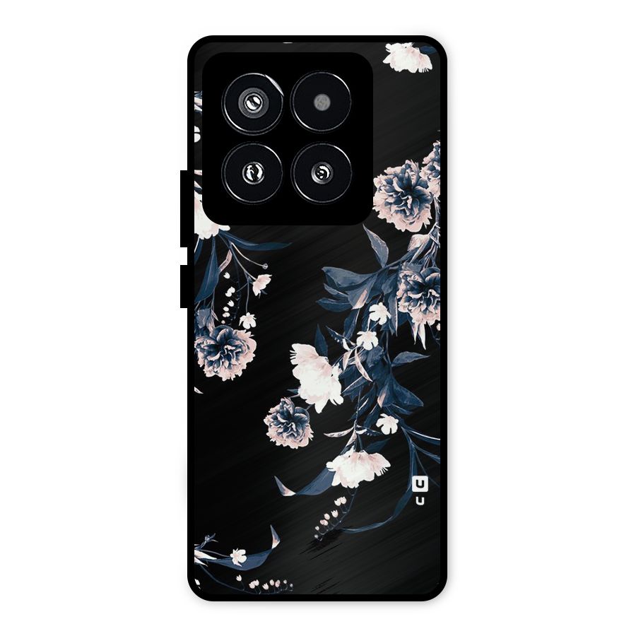 White Flora Metal Back Case for Xiaomi 14 Pro