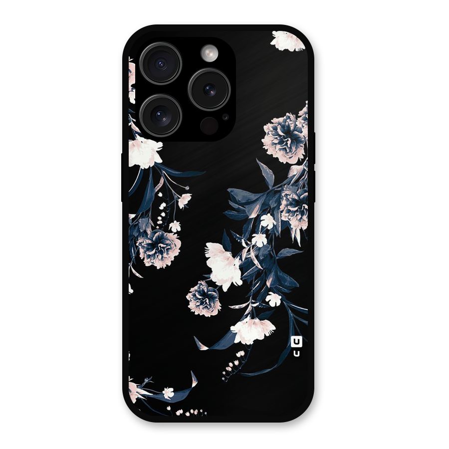 White Flora Metal Back Case for iPhone 15 Pro