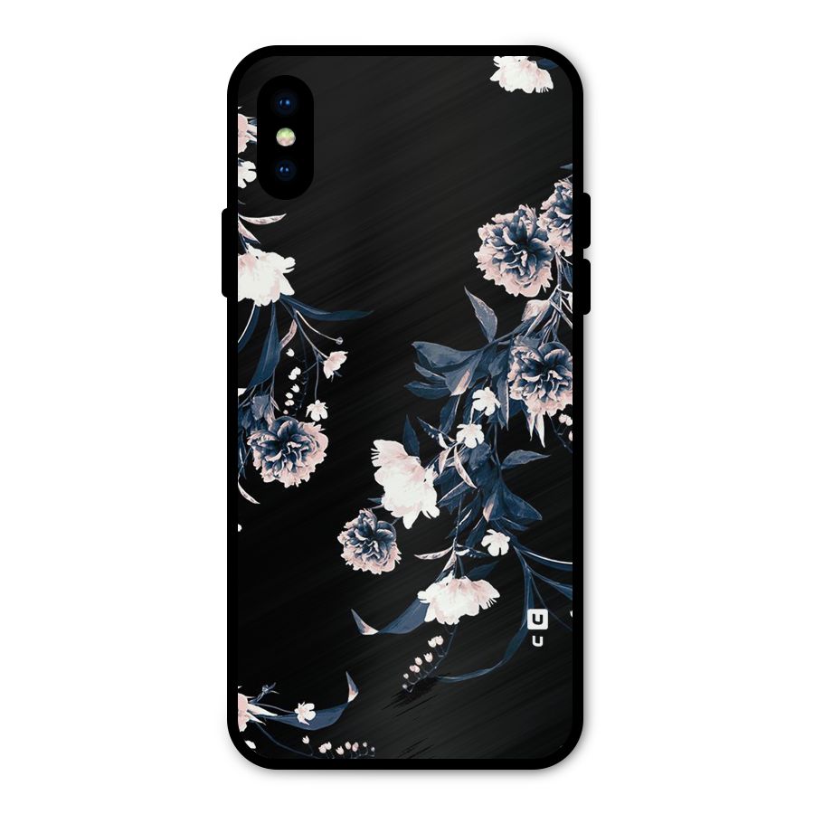 White Flora Metal Back Case for iPhone XS