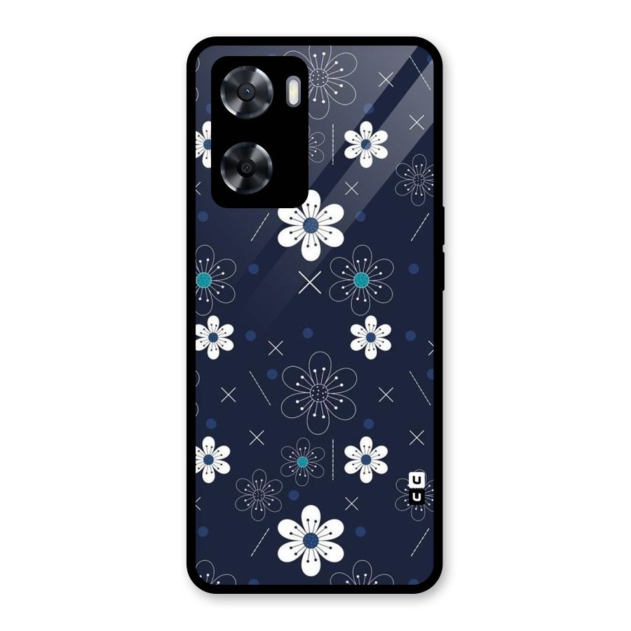 White Floral Shapes Glass Back Case for OnePlus Nord N20 SE