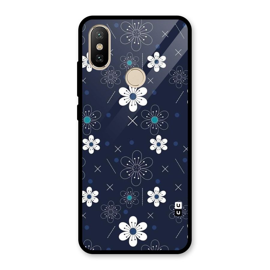 White Floral Shapes Glass Back Case for Redmi A2