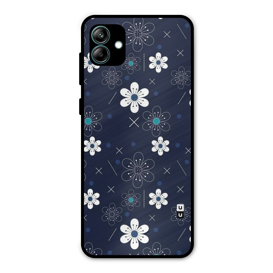 White Floral Shapes Metal Back Case for Galaxy A04