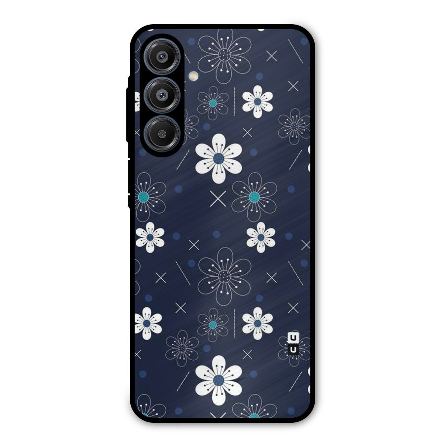 White Floral Shapes Metal Back Case for Galaxy A16 5G
