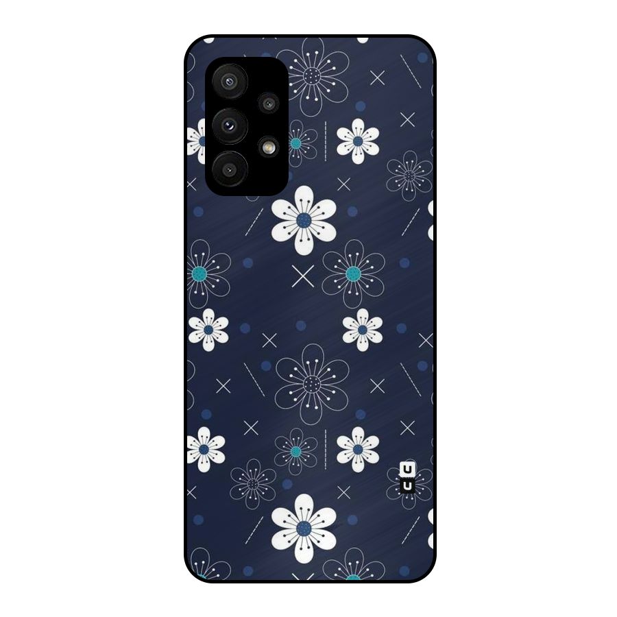 White Floral Shapes Metal Back Case for Galaxy A23