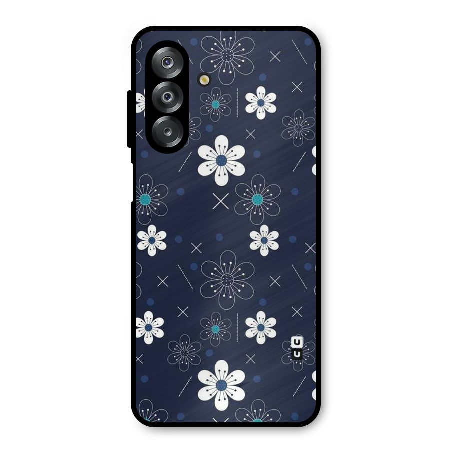 White Floral Shapes Metal Back Case for Galaxy A26