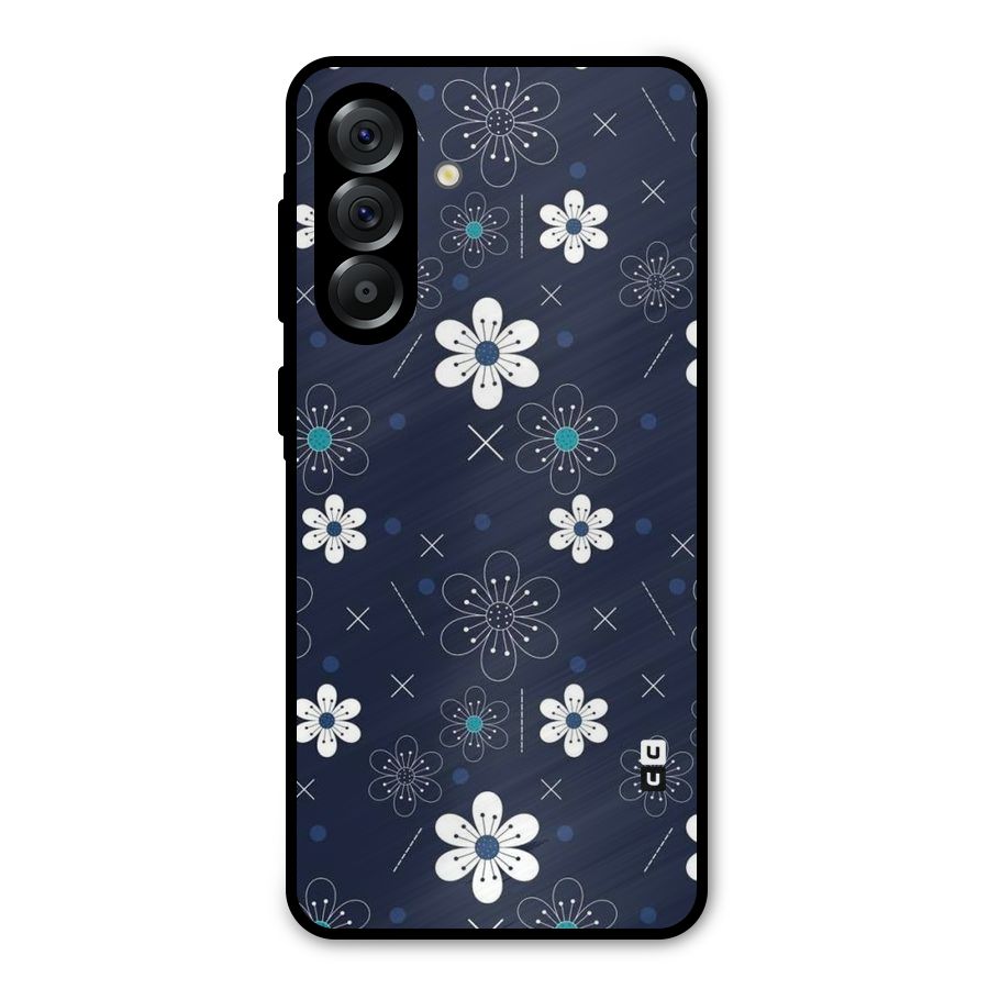 White Floral Shapes Metal Back Case for Galaxy A36