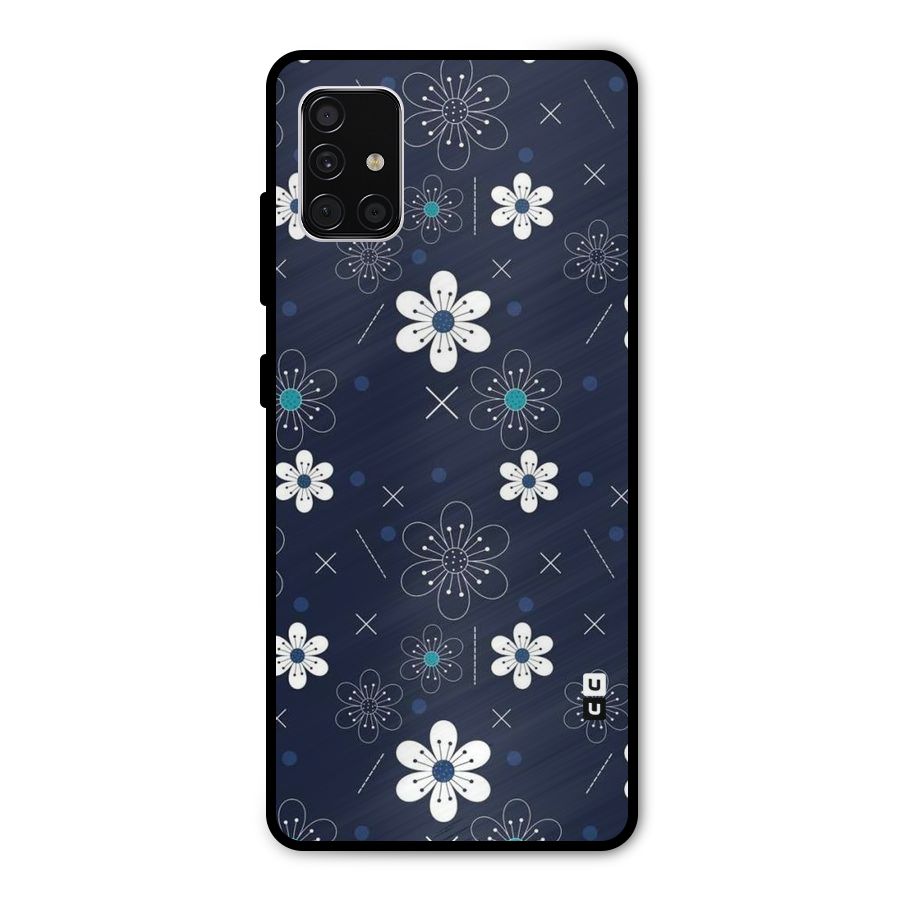 White Floral Shapes Metal Back Case for Galaxy A51