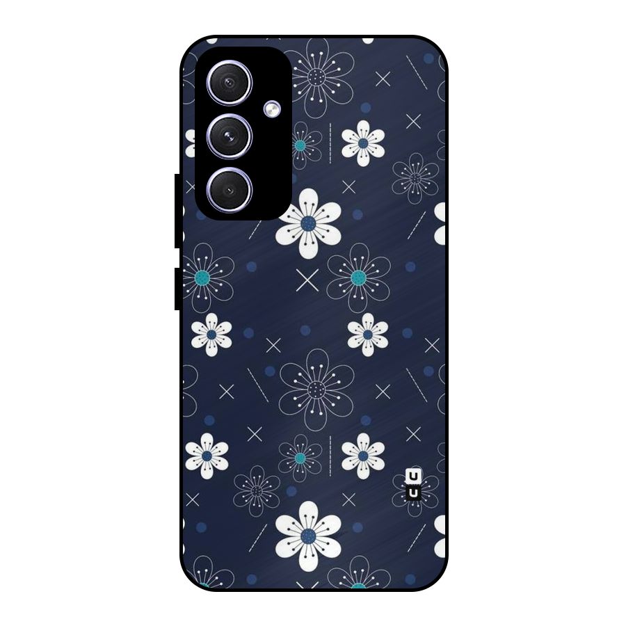 White Floral Shapes Metal Back Case for Galaxy A54