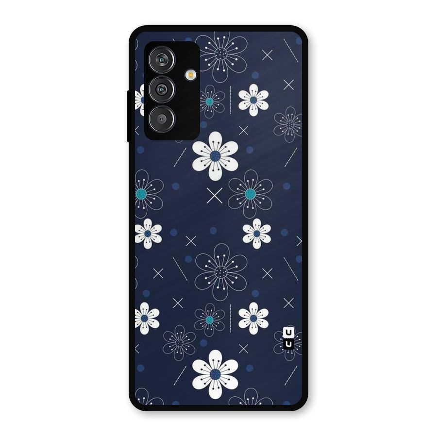 White Floral Shapes Metal Back Case for Galaxy M14 5G