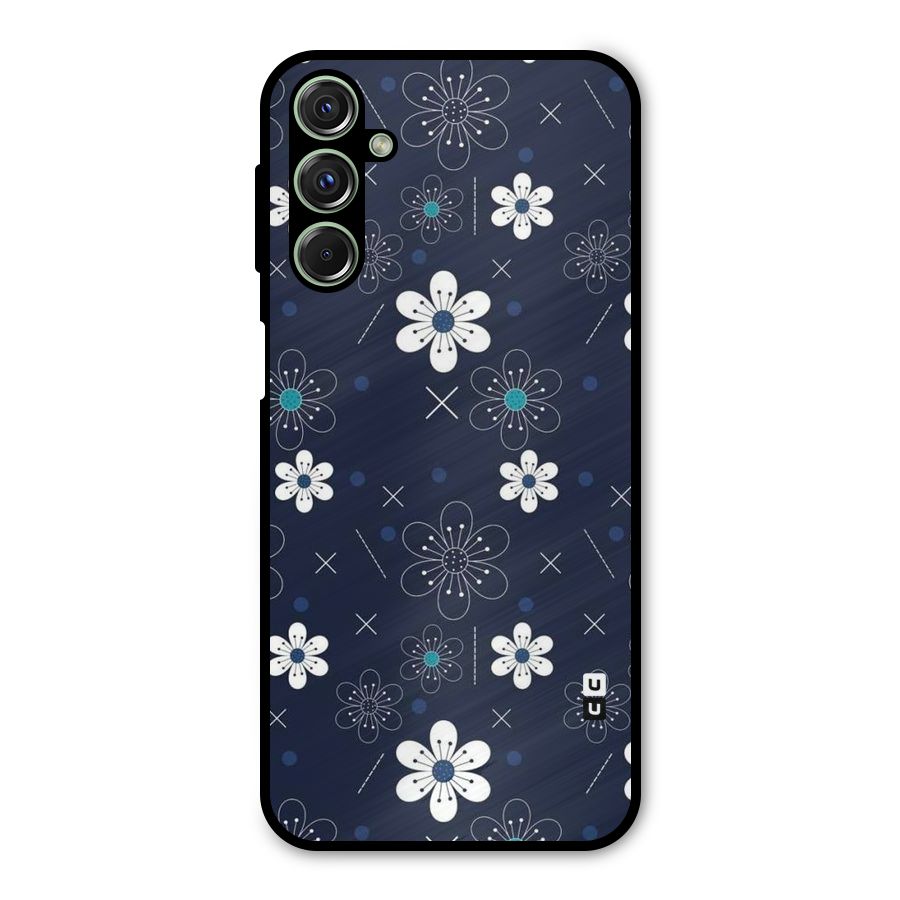 White Floral Shapes Metal Back Case for Galaxy M34