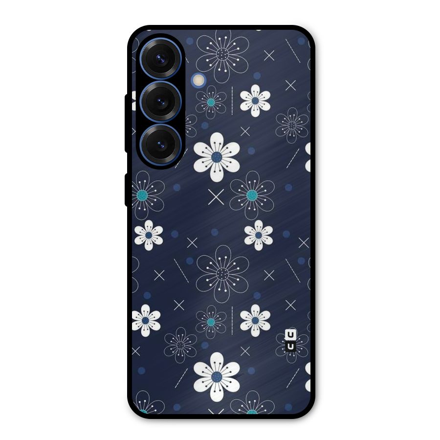 White Floral Shapes Metal Back Case for Galaxy S25