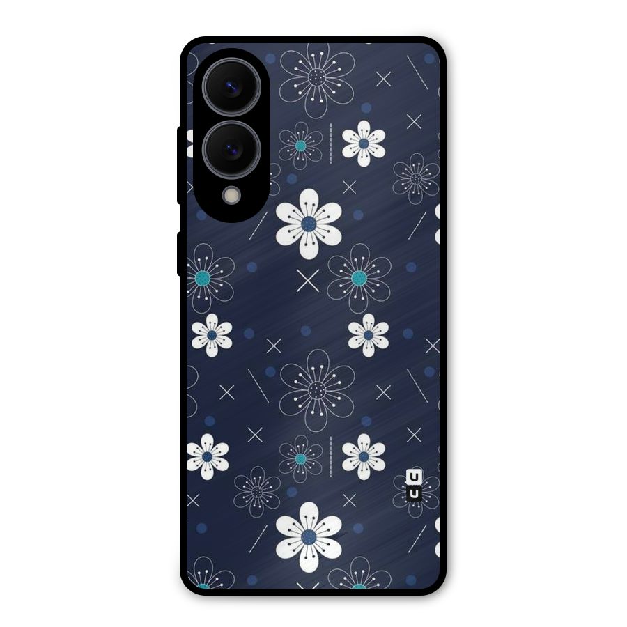 White Floral Shapes Metal Back Case for Galaxy S25 Edge