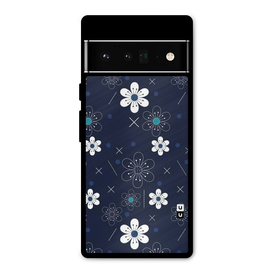 White Floral Shapes Metal Back Case for Google Pixel 6 Pro