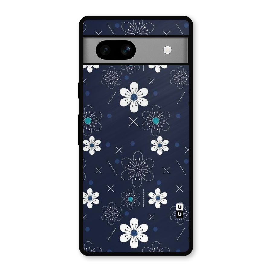 White Floral Shapes Metal Back Case for Google Pixel 7a