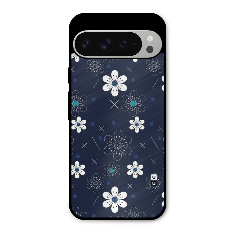 White Floral Shapes Metal Back Case for Google Pixel 9 Pro XL