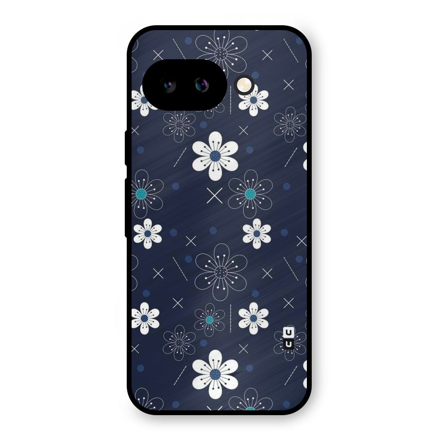 White Floral Shapes Metal Back Case for Google Pixel 9a