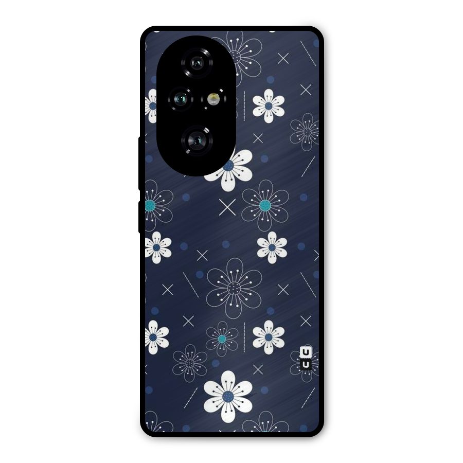 White Floral Shapes Metal Back Case for Honor 200 Pro