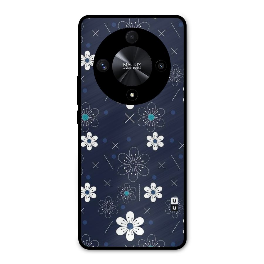White Floral Shapes Metal Back Case for Honor X9b