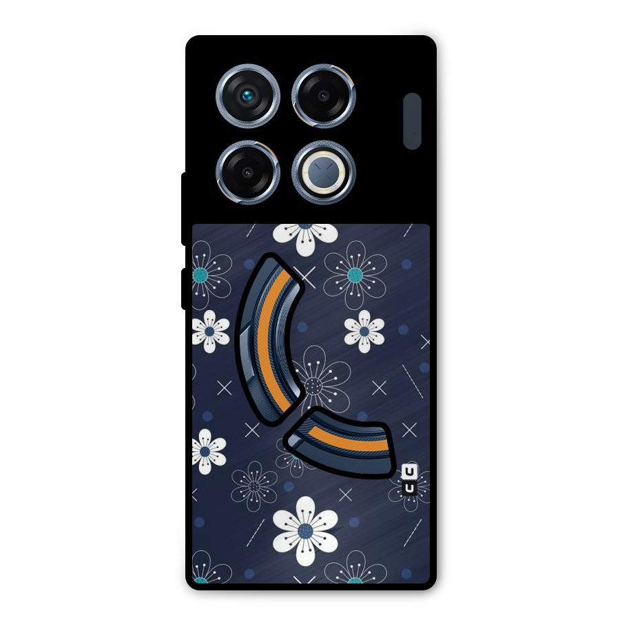 White Floral Shapes Metal Back Case for Infinix GT 20 Pro