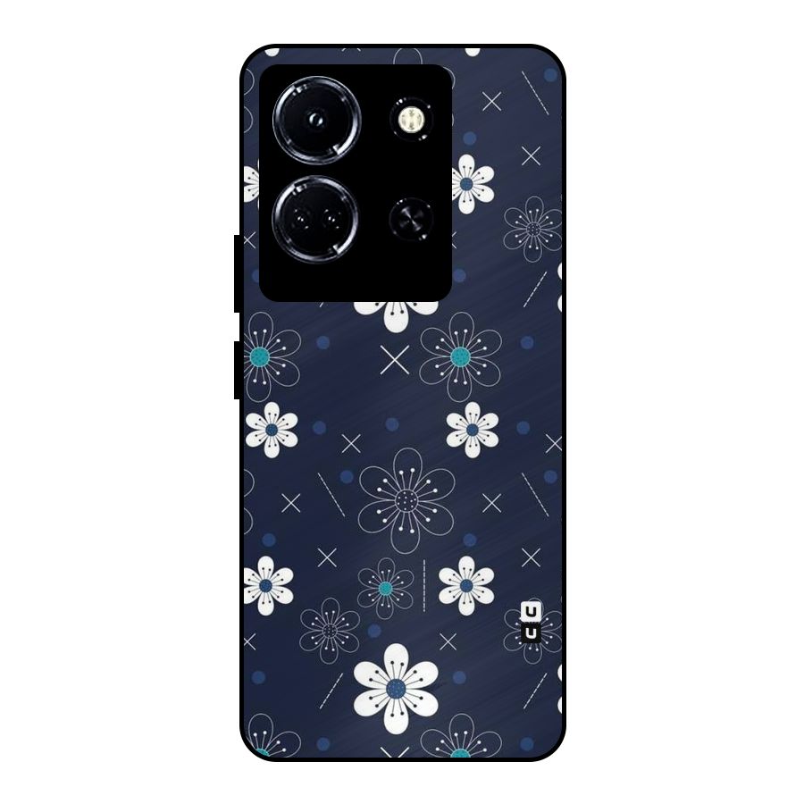 White Floral Shapes Metal Back Case for Infinix Note 30 5G