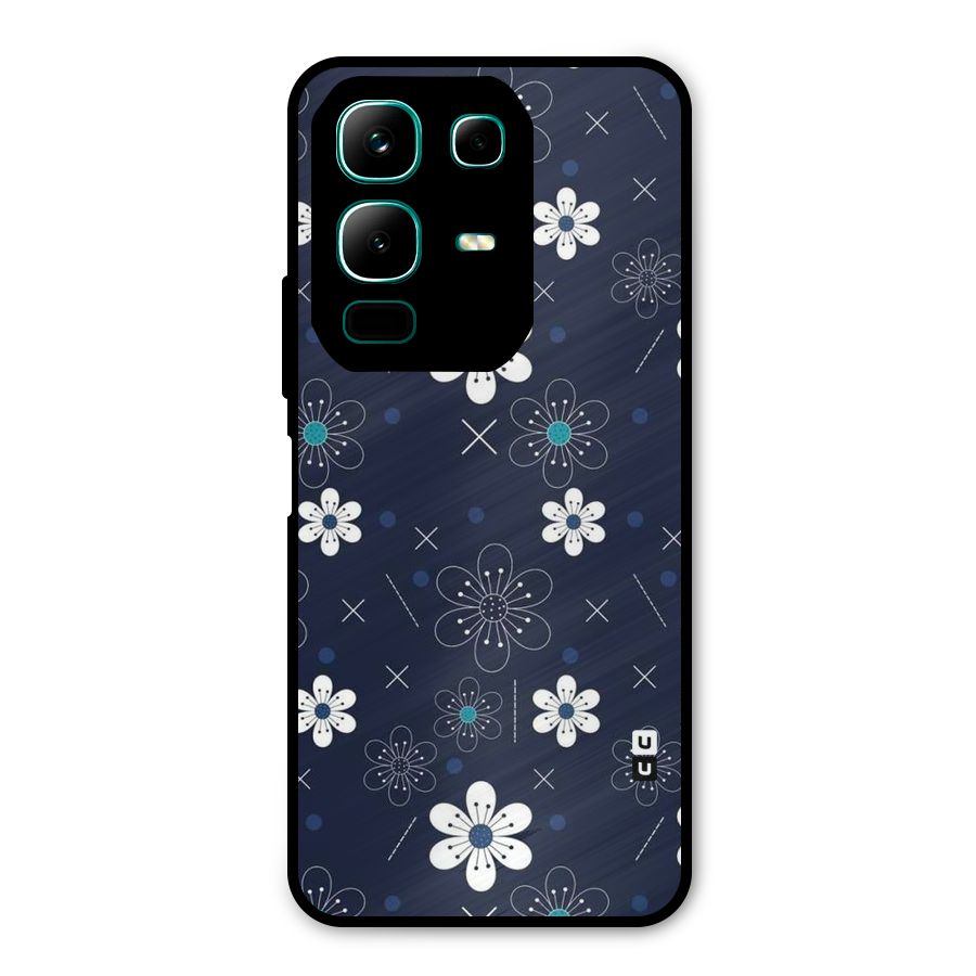 White Floral Shapes Metal Back Case for Infinix Note 50x