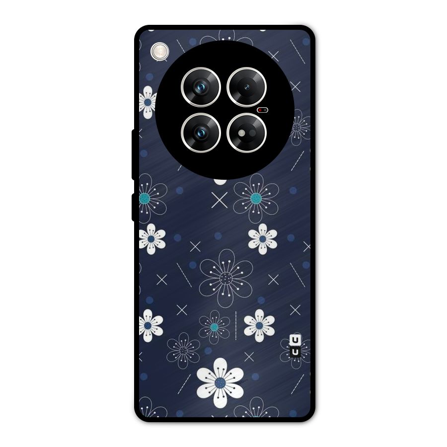 White Floral Shapes Metal Back Case for Infinix Zero 40 5G