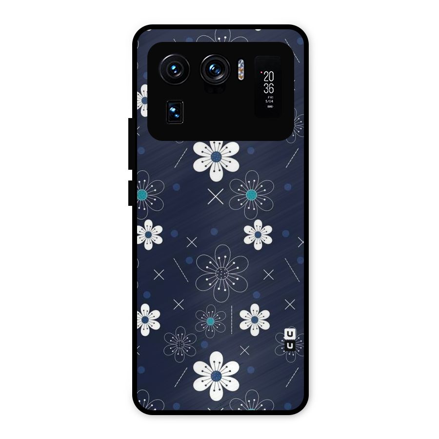 White Floral Shapes Metal Back Case for Mi 11 Ultra