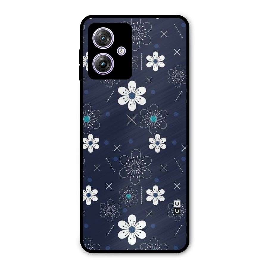 White Floral Shapes Metal Back Case for Moto G64