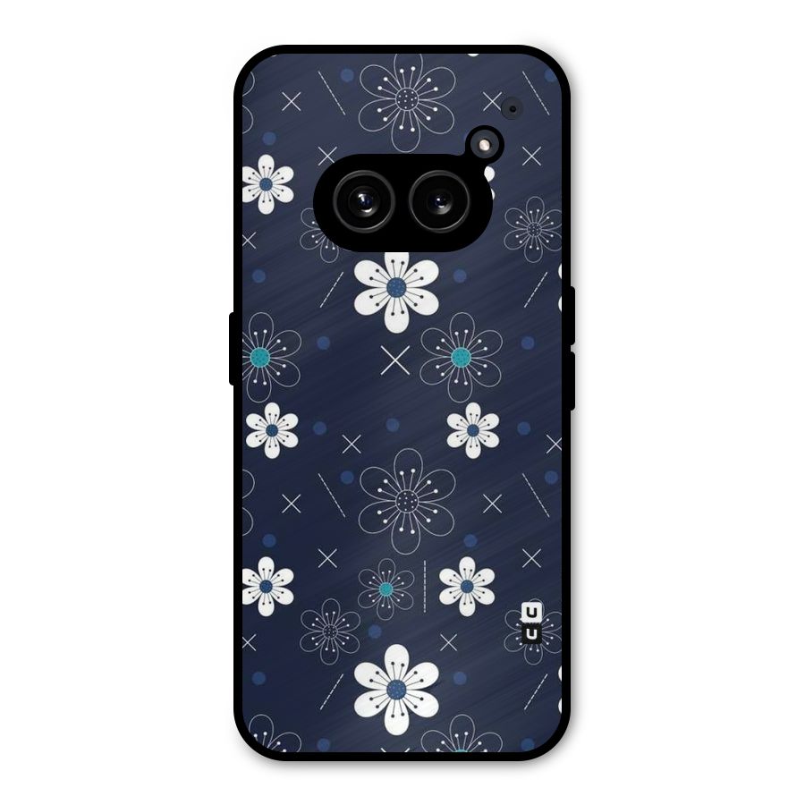 White Floral Shapes Metal Back Case for Nothing Phone 2a Plus