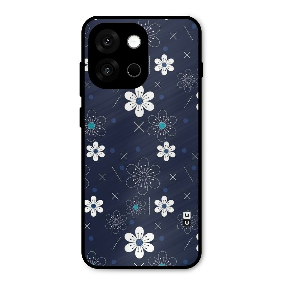 White Floral Shapes Metal Back Case for OnePlus 13s