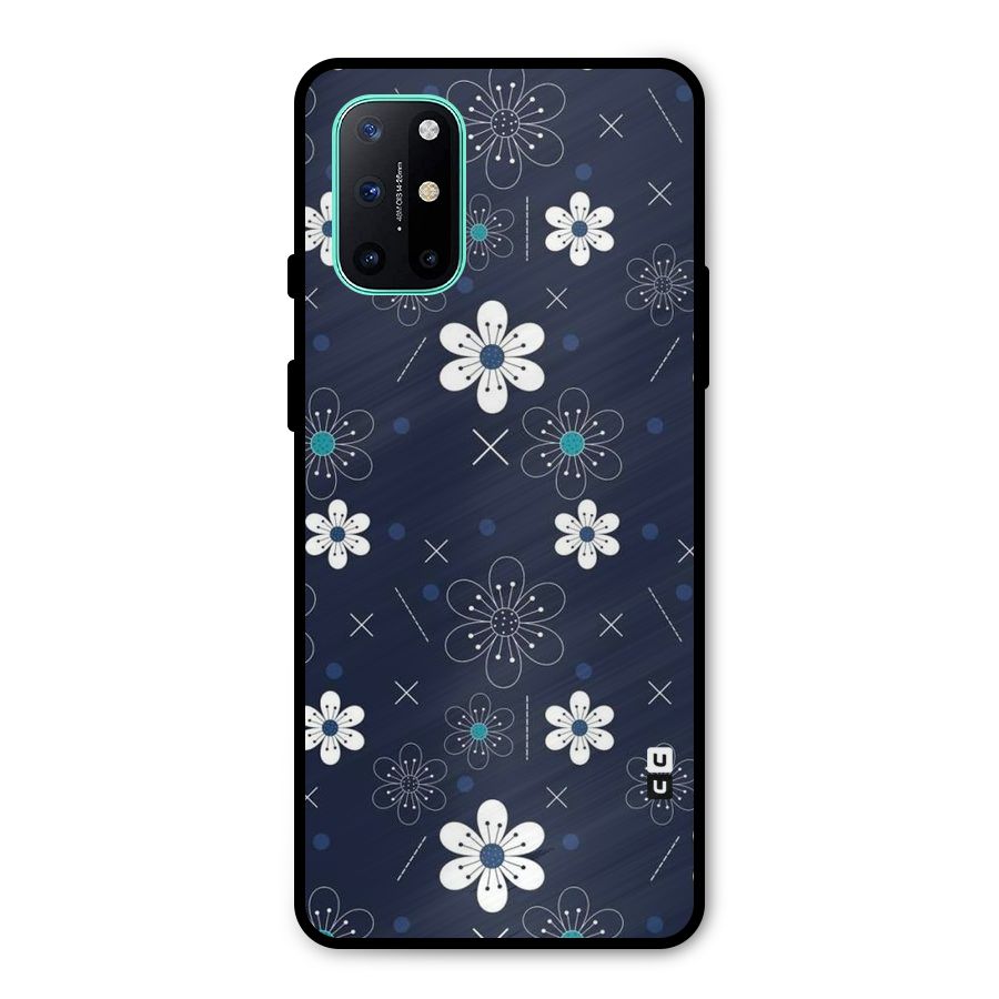 White Floral Shapes Metal Back Case for OnePlus 8T