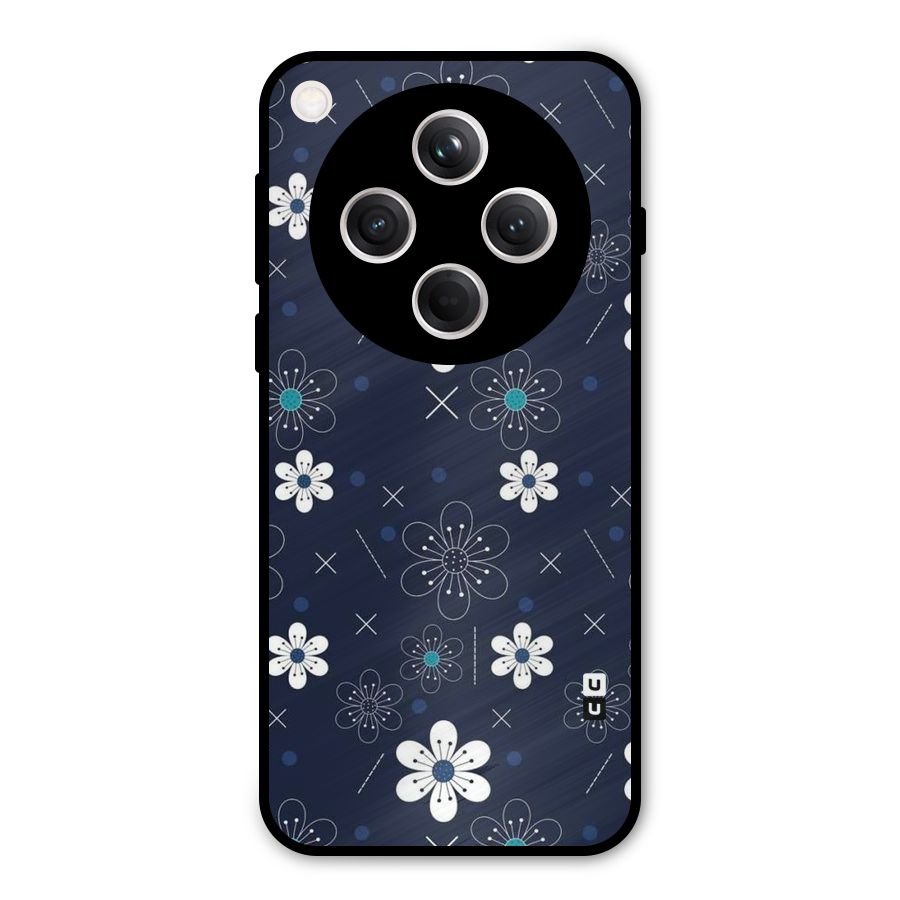 White Floral Shapes Metal Back Case for Oppo Find X8