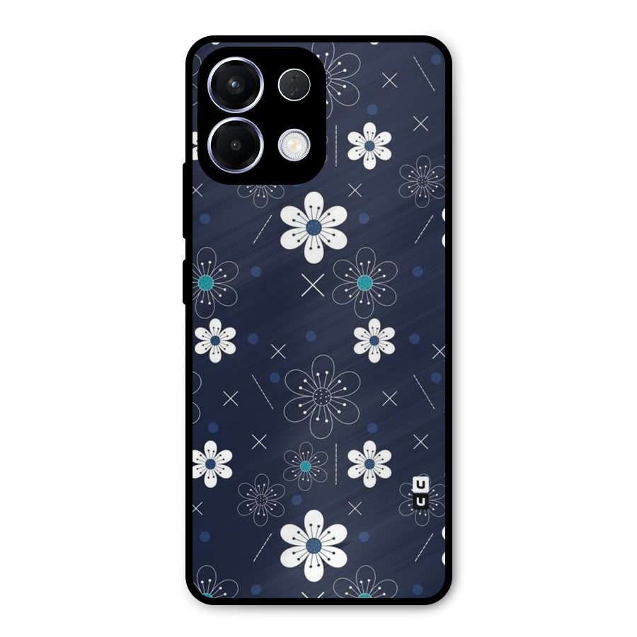 White Floral Shapes Metal Back Case for Oppo K13