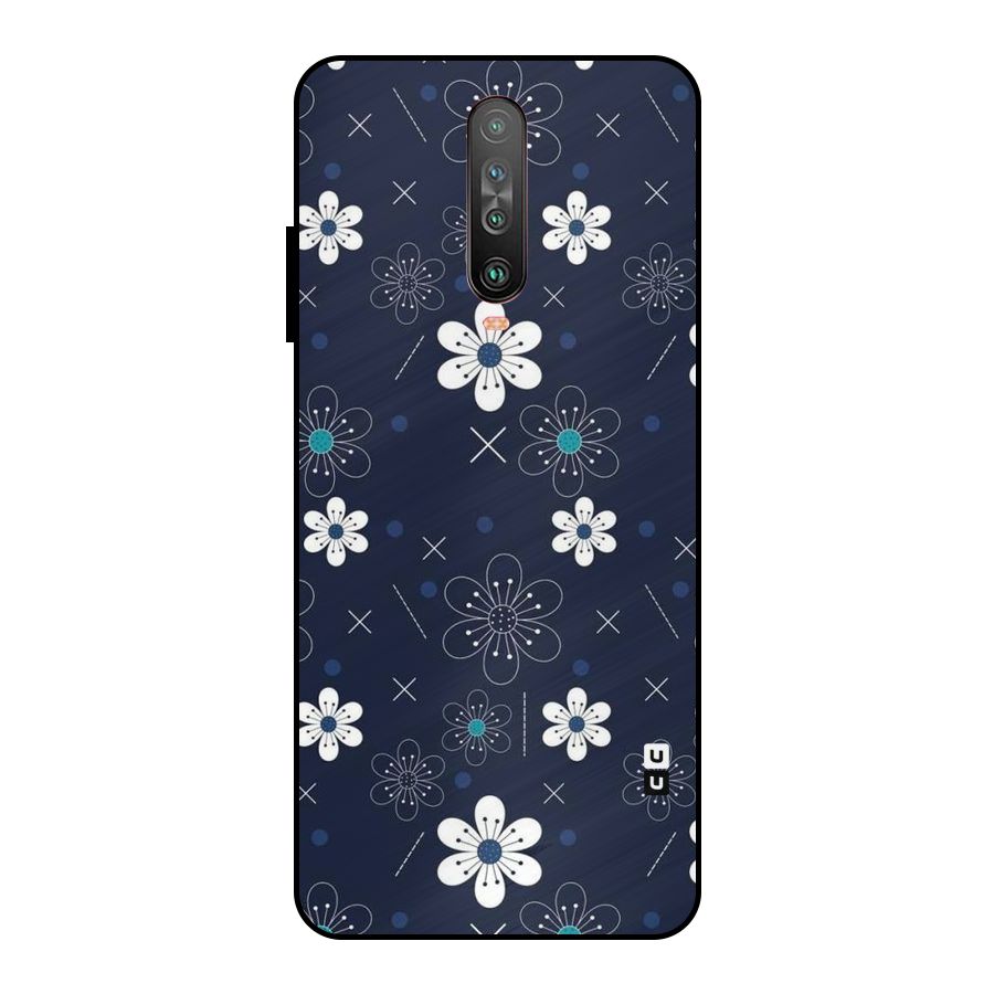 White Floral Shapes Metal Back Case for Poco X2