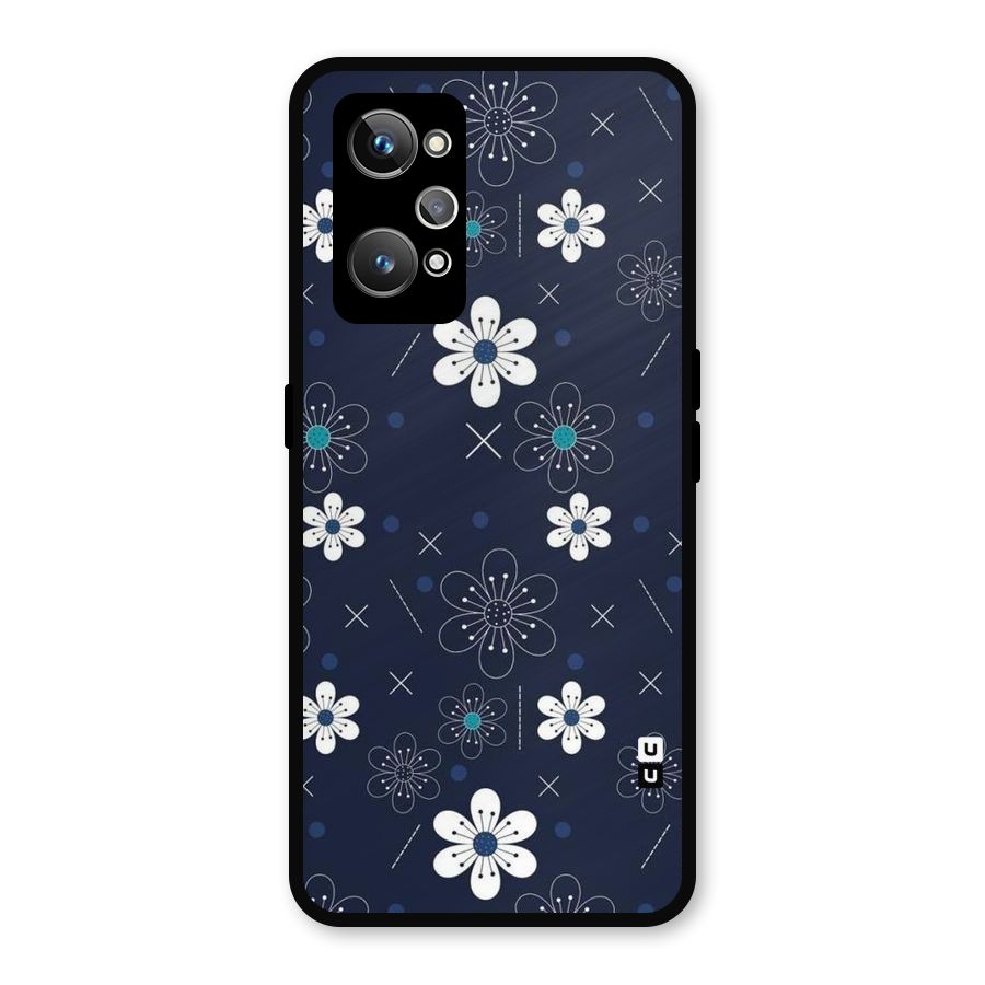 White Floral Shapes Metal Back Case for Realme GT Neo2