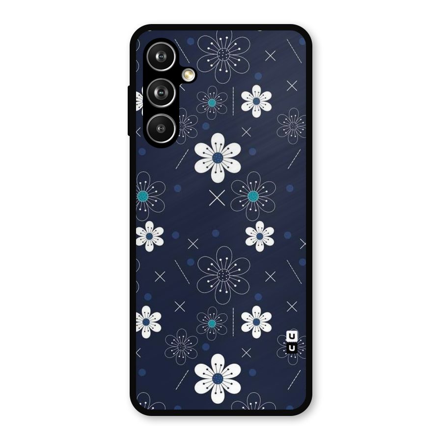 White Floral Shapes Metal Back Case for Samsung Galaxy M54